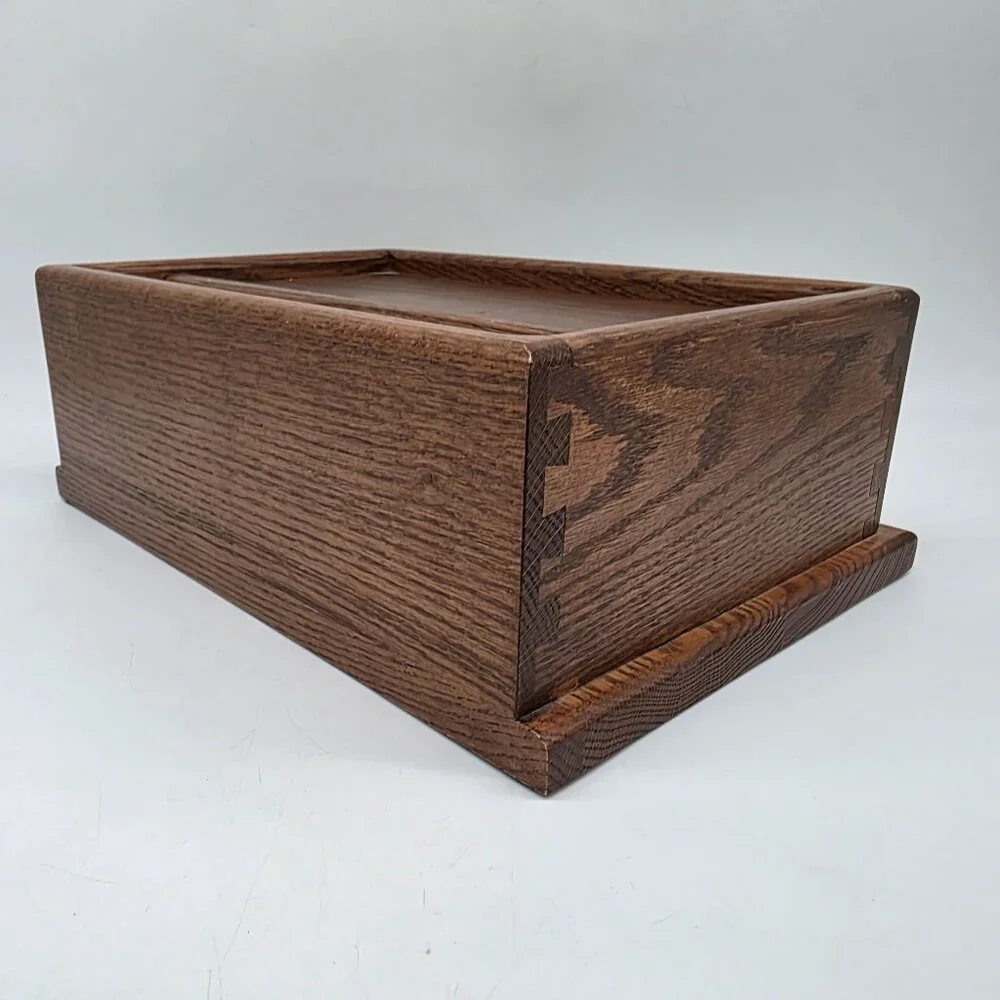 Vintage Genuine Walnut Jewelry Desk Valet Box 2 Drawer
